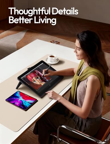 Image of YSAGi Leather Desk Pad Protector, Office Desk Mat, Large Mouse Pad, Non-Slip PU Leather Desk Blotter, Waterproof Laptop Desk Writing Pad for Office and Home (23.6 inch x 13.8 inch, Eggshell)