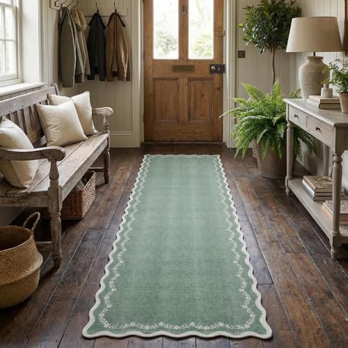 GarveeHome 2x6 Scalloped Washable Runner Rug Non Slip Hallway Kitchen Rug
