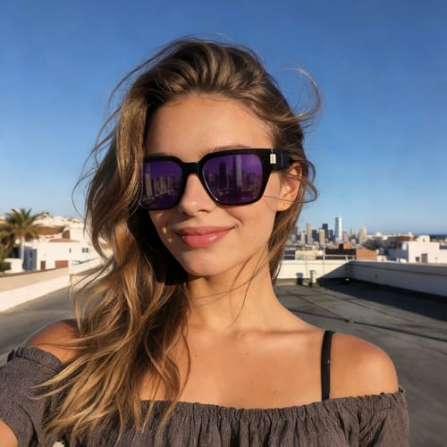 Image of HAOLOTA Polarized Fit Over Glasses Sunglasses for Women Men Trendy Square Wrap Around Shades UV Protection