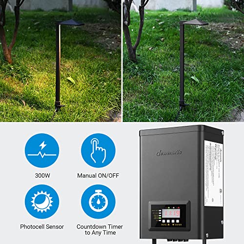 Dewenwils 300W Low Voltage Transformer With Timer And Photocell Sensor, 120V Ac To 12V/14V Ac, Landscape Lighting Transformer For Spotlight, Pathway Light, Outdoor& Indoor Weatherproof, Etl Listed #TOP1
