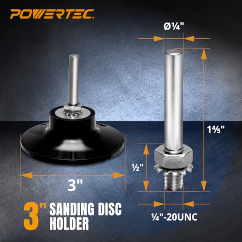 Image of POWERTEC 3-Inch R-Type Sanding Disc Holder, 1 /4 inch Shank Quick Change Pad Holder for Die Grinder, Power Drill & Rotary Tools - for Surface Conditioning, Polishing, Grinding & Rust Removal, 2PK (11405)