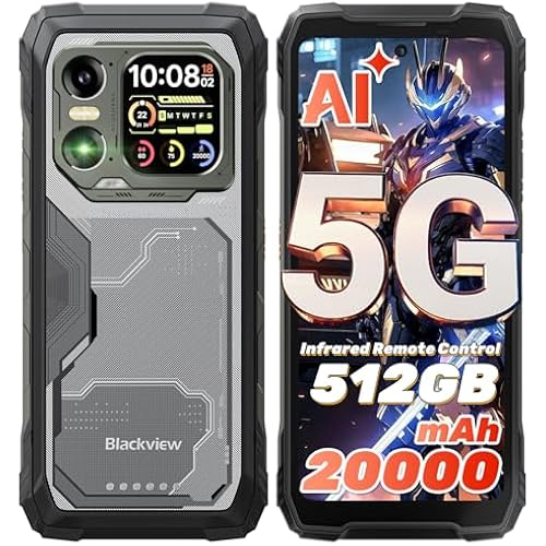 Blackview XPLORE 1 AI 5G Unlocked Rugged Phone Android 15, 20000mAh Battery 36GB+256GB/TF 2TB, 6.78" 2.4K 120Hz Large Rugged Smartphone, 64MP+20MP Night Vision IP69K Waterproof Dual SIM NFC/OTG/WiFi