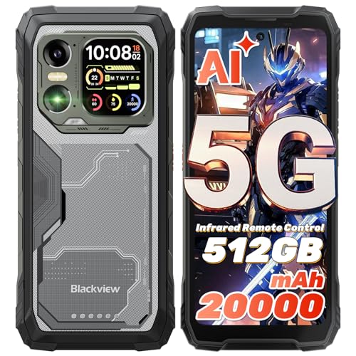 Blackview XPLORE 1 AI 5G Unlocked Rugged Phone Android 15, 20000mAh Battery 36GB+256GB/TF 2TB, 6.78" 2.4K 120Hz Large Rugged Smartphone, 64MP+20MP Night Vision IP69K Waterproof Dual SIM NFC/OTG/WiFi