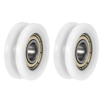 sourcing map U Groove Guide Pulley Rail Ball Bearings 6x21x7mm Double Metal Shielded GCr15 Chrome Steel Bearings Roller Guide Wheel 2pcs