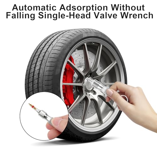 Image of Linkstyle 2PCS Valve Core Removal Tool, Stainless Steel Tire Valve Stem Tool with Knurled Grip, Compact Tire Repair Tool for Car Truck Bike Motorcycle