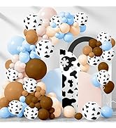 150 Pieces Cow Balloons Garland Arch Kit Cowgirl Cowboy Blue Balloons White Brown Cow Print Farm ...