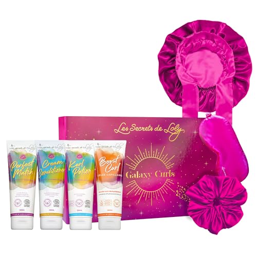 Les Secrets De Loly - Coffret de Noël Ondulés - Routine Complète 4 Produits + 3 Accessoires Satin - Hydratation & Définition - Cheveux Ondulés - Formule Naturelle 97% - Galaxy Curls Edition