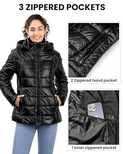 Women's Winter Coat Down Jacket, Puffer Jackets Warm Hooded Coat Softshell Outwear Pockets Parka3