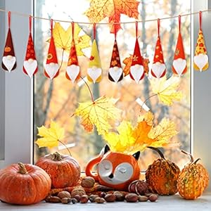 Whaline 10Pcs Thanksgiving Hanging Gnomes Ornaments Fall Harvest Handmade Plush Gnomes Maple Leaf Pumpkin Printed Gnomes Cute Decorative Tomte Swedish Elf Gnome Doll for Autumn Thanksgiving Decor Whaline 10Pcs Thanksgiving Hanging Gnomes Ornaments Fall Harvest Handmade Plush Gnomes Maple Leaf Pumpkin Printed Gnomes Cute Decorative Tomte Swedish Elf Gnome Doll for Autumn Thanksgiving Decor