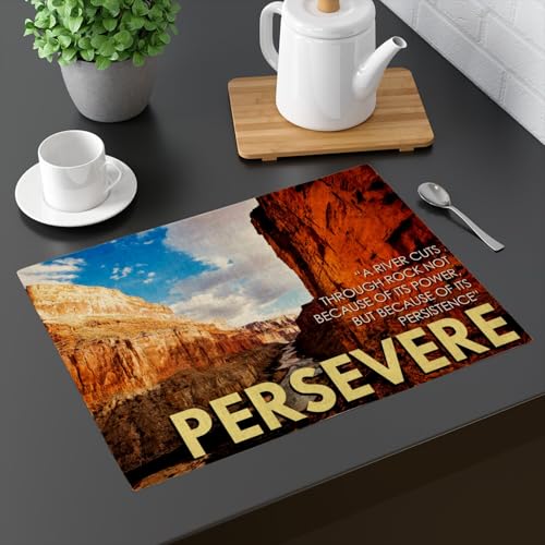 Lot de 4 sets de table en lin grand format 40x28.5cm avec message anglais