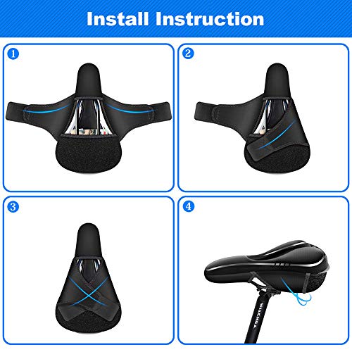 COOWOO Bike Seat Cover, Bike Seat Cushion, Bike Saddle Cushion Cover Adjustable, Soft Breathable Anti-Slip Bicycle Seat Cover for Mountain Road Bike Peloton Cruiser Exercise Spin Bike