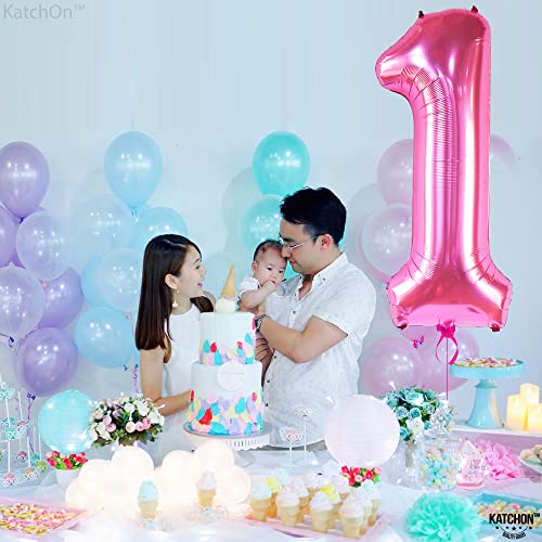 Image of KatchOn Number 1 Balloon, Hot Pink Foil Mylar for 1st Birthday, 40 Inch | 1 balloon Birthday Decorations, Large number Foil Number Balloons for Birthday Decor, 1st Anniversary Decor and Celebrations