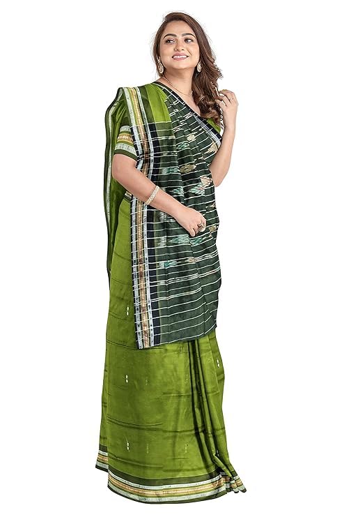 Image of Sambalpuri Handloom Saree Women's Cotton Saree Odisha Handloom Handmade Pure Cotton Khandua Natural Cotton Ikat Sambalpuri Saree For Women Ikat Handloom Saree For Women