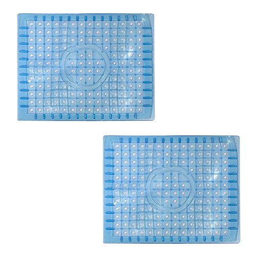 Waroom Home Sink Mat Set of 2, PVC Eco-friendly Kitchen Sink Protector Mat Pad, 12'' X 9.6'', Regular Blue