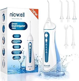 Water Dental Flosser Cordless for Teeth - Nicwell 4 Modes Dental Oral Irrigator, Portable and Rechargeable IPX7 Waterproof Powerful Battery -Water Teeth Cleaner Picks for Home&Travel