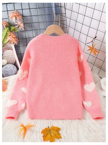 WDIRARA Girl's Heart Sweater Crewneck Button Asymmetrical Pullovers Cute Knit Top2