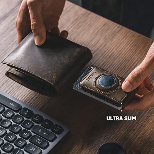 Image of VULKIT Men's Magnetic Money Clip with Airtag Holder - Airtag NOT Included- Holds Up to 15 Cash or 8 Cards, Espresso, Slim, Minimalist