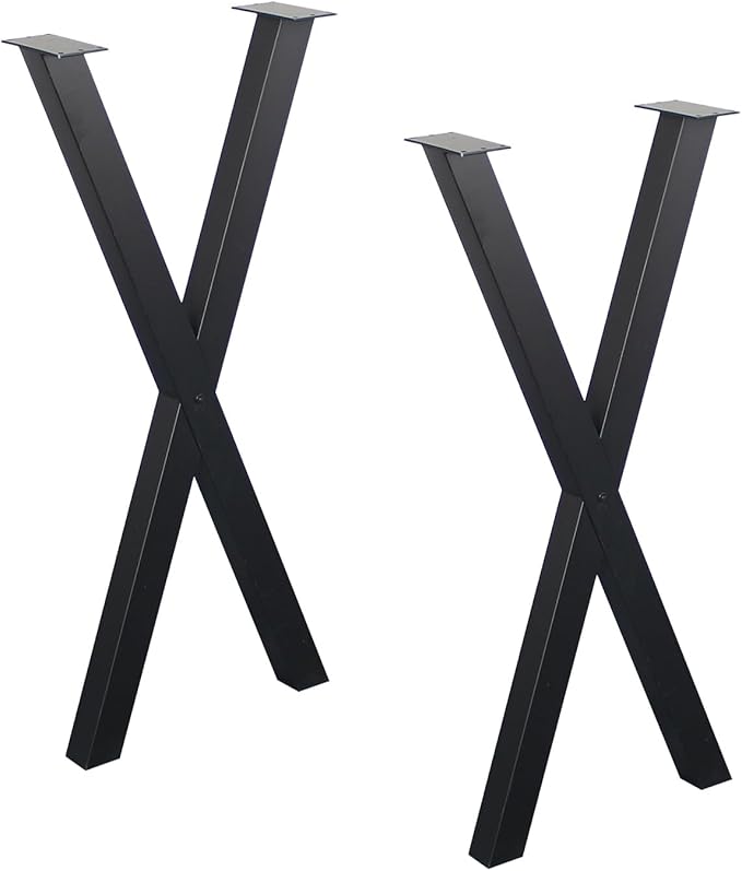 Herkii Metal Table Legs 35 Inch Heavy Duty X Shape Metal Desk Legs Set of 2,35” Height 15” Wide
