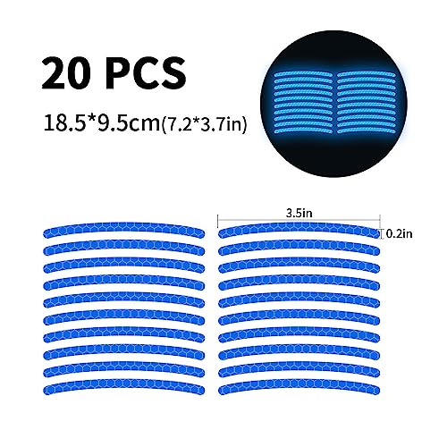 Image of 20PCS Car Wheel Hub Strong Reflective Stickers for Cars Night Safety Warning Reflective Stripe Decal Auto Motorcycle Wheels Rim Cycling Bicycle Truck Car Stickers (Blue)