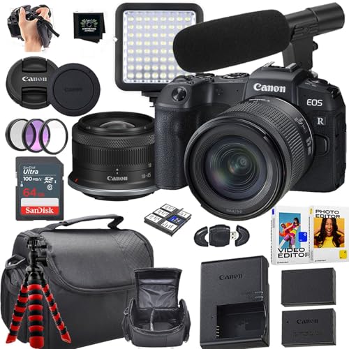 Canon EOS RP Mirrorless Camera + Canon RF-S 18-45mm f/4.5-6.3 is STM Lens + 64GB SanDisk Memory Card + More (18pc Bundle) (Renewed)