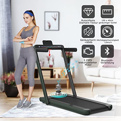 COSTWAY 2-in-1 loopband, inklapbaar, 2,25 HP, wandelpad onder het bureau met app, bluetooth, touchscreen en afstandsbediening, 1-18 km/u, loopband voor thuis - Afbeelding 6