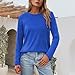 Cardigans for Women Trendy Fall Women's T-Shirts Soft Loose Fit Round Neck Base Layer Top for Winter Hoodies & Sweatshirts (Blue, L)