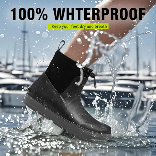 Men's Deck Boots,Ankle Rubber Rain boots Waterproof Anti-Slip Waterproof Shoes, Fishing Boating Boots Water Work Shoes for Men3