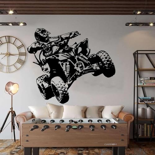 Vinilo decorativo negro para pared diseño Quad Bike 56x65 cm miniatura 2