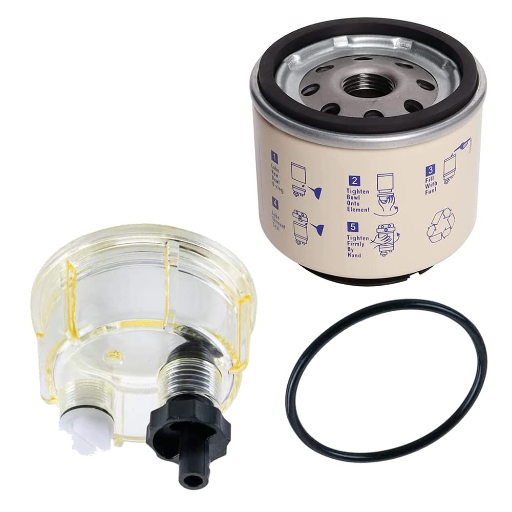 R12T Fuel Filter & Water Separator – Replaces Racor S3240, Fits 3/8" Hose, For Outboard Motors & Diesel Engines