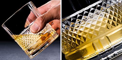 Cristalleria Italiana Brillante Double Old Fashioned Crystal Whiskey Glass, Set of 6,340 ml,Italy Made