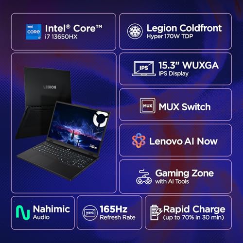 Image of Lenovo Legion 5 2025 Intel Core i7-13650HX | NVIDIA RTX 5050 8GB (16GB RAM /512GB SSD /WUXGA IPS /165Hz /15.3 inch (38.8cm) /Windows 11 /Office 2024+AI Now /Black /2.1Kg), 83LY00NDIN AI Powered Gaming Laptop