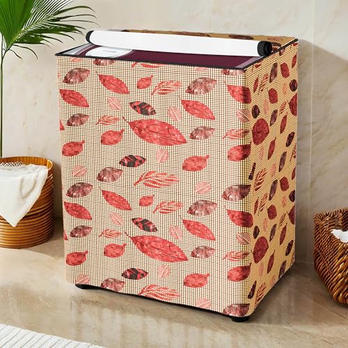 Image of Kuber Industries Washing Machine Cover | Semi-Automatic Washer Covers | Ideal For 6 kg, 6.5 kg, 7 kg & 7.5 kg | Waterproof & Dust-Proof Machine Cover | Leaf Print | Brown