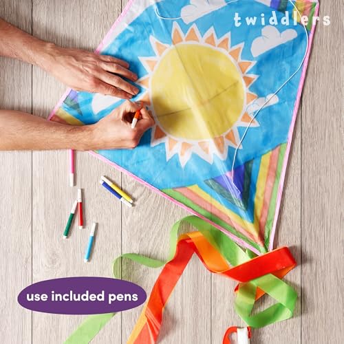 THE TWIDDLERS Large Multipack Design Your Own Kite Activity Kit with Watercolour Pens, DIY Making Arts & Crafts, Kites for Parties, Birthdays - Pens Included - Image 4