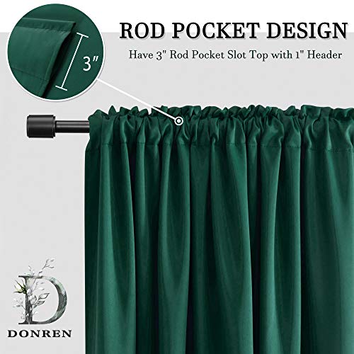 Image of DONREN Emerald Green Blackout Thermal Insulating Window Curtain Drapes for Living Room with Rod Pocket (52 W X 96 L,2 Panels)