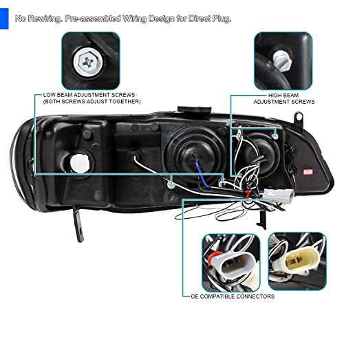 SPEC-D Projector Headlights for 1998-2002 Honda Accord Black Housing - Image 5
