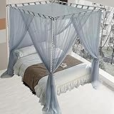 NKM California King Canopy Bed Curtains for Girls -with Canopy Bed Frame- Cute Princess Bedroom Decoration Accessories