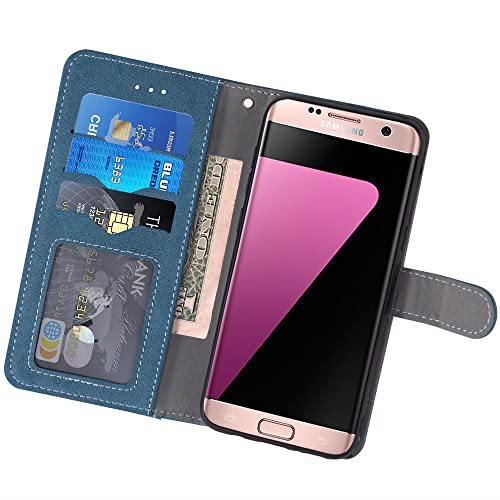 Asuwish KZ-02 Compatible With Samsung Galaxy S7 Edge Wallet Case And Tempered Glass Screen Protector Flip Card Holder Stand Cell Phone Cover thumb #2