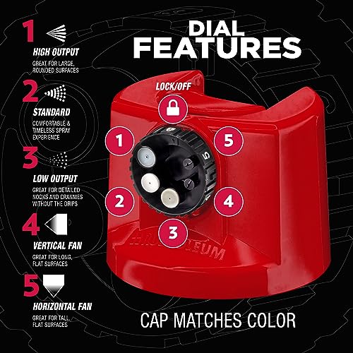 Image of Rust-Oleum Stops Rust Custom 5-in-1 Spray Paint, Gloss Sunrise Red | Rust Preventive Protective Enamel, Multi Surface (Metal, Wood and More), Adjustable Dial for Better Control, Fast Dry, 6 Pack