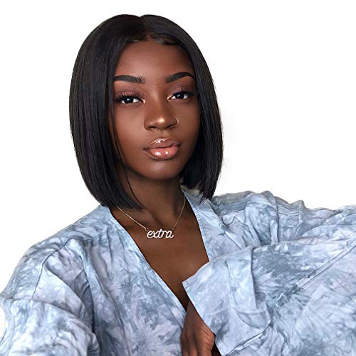 Short Straight Bob Wigs Human Hair 13×4 Lace Front Human Hair Wig for Black Women Pre Plunked Natural Hair Line 150% Density Brazilian Virgin Human Hair Straight Bob Wig 10 inch