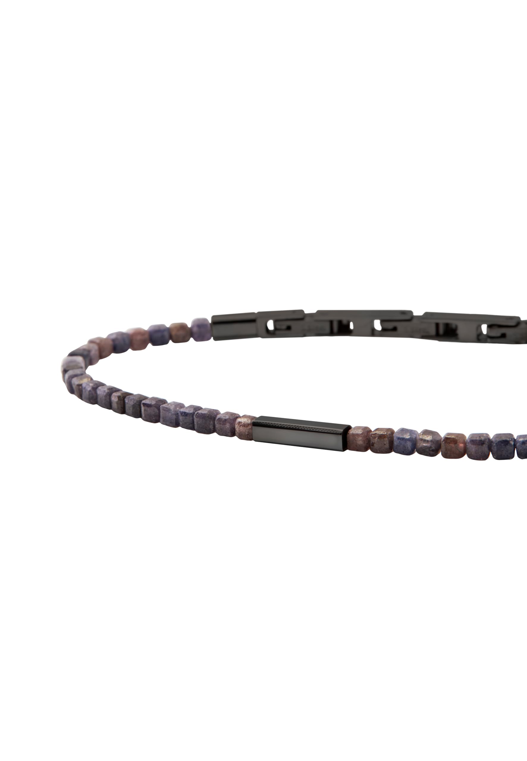 Breil, Priam Collection, Herrenarmband aus Edelstahl in der Farbe Gun mit Zentralem Element und Leuchtenden Edelsteineinsätzen, Schmuckverschluss, Verstellbare Länge 17-22 cm, Geschenkidee für Männer