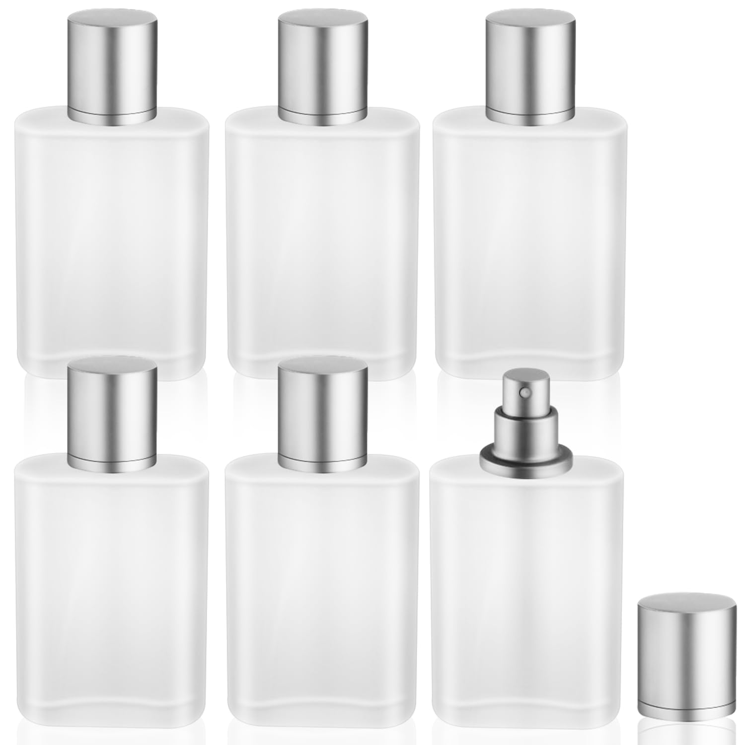 DMuuuDM Refillable Perfume Bottles,6 Pack 3.4 oz Glass Fine Mist Spray Bottle,Empty Travel Frosted Glass Perfume Atomizer Container Dispensers for