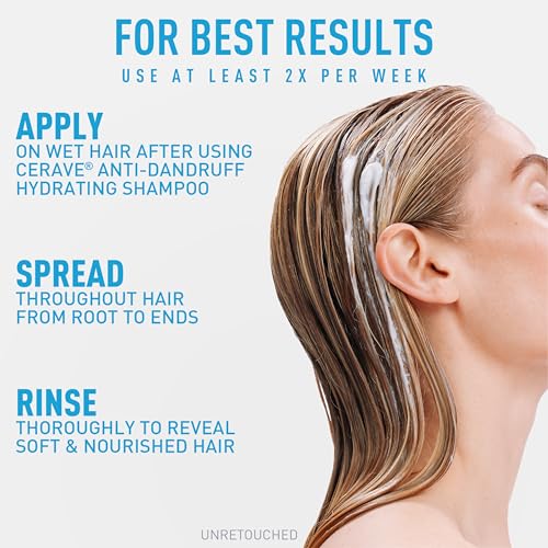 CeraVe Hydrating Anti Dandruff Conditioner,0.5% Pyrithione Zinc Dandruff Treatment With Ceramides,Hyaluronic Acid & Niacinamide,Helps Eliminate Flakes & Reduce Itchy Scalp, Sulfate Free,(Pack of 2) - image 8