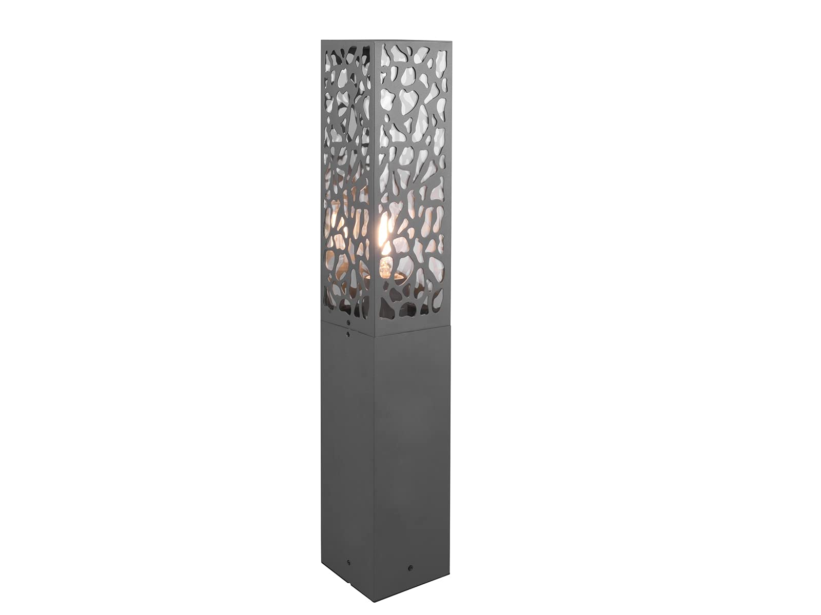meineWunschleuchte Sockel-Leuchte Anthrazit für Garten Wegbeleuchtung | Höhe 60cm, mit E27 LED, Edelstahl, moderne Wegeleuchte, Schutzklasse IP44, mit besonderer Stanzung