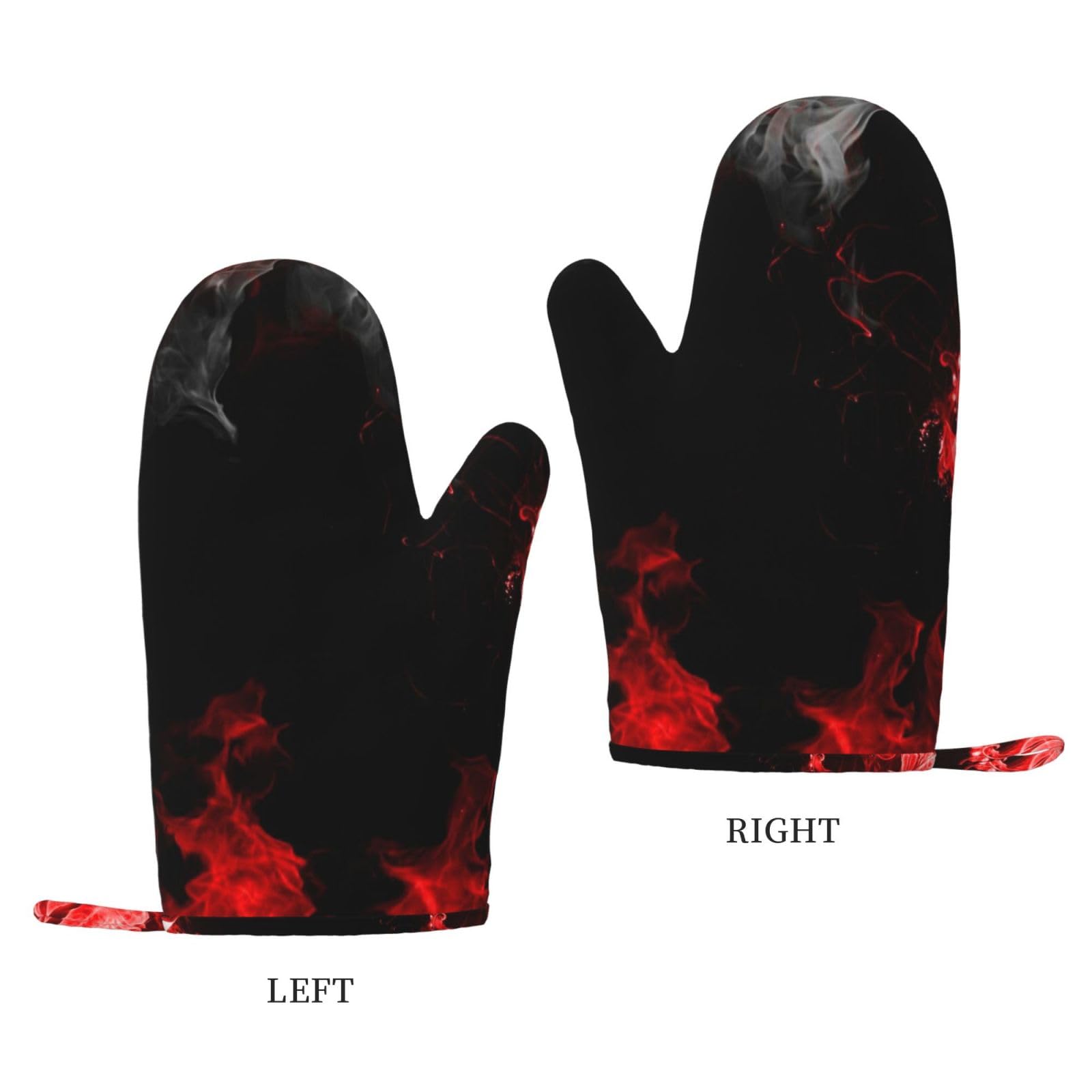 Gants de cuisine en silicone résistants à la chaleur Motif abstrait Rouge/noir/blanc