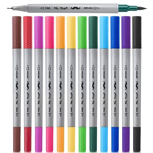 Mr. Pen BF12 Dual Tip Brush Pens, 12 Colors, Art Markers thumb #8