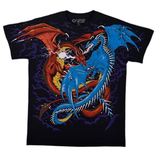 T-shirt Liquid Blue Dueling Dragons imprimé all over pour homme
