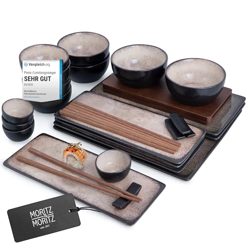 Moritz & Moritz VIDA Sushi Geschirr Set 29-tlg. Beige - Edles Set aus...