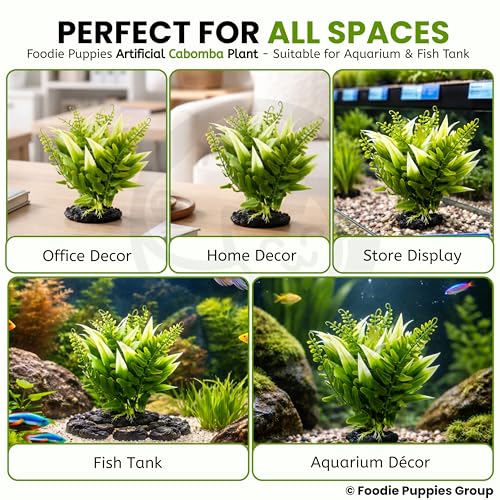 Image of Foodie Puppies Aquarium Plastic Plants with Resin Base Decor - (Cabomba Plant, Medium, 3 x 3 x 14 cm) for Fish Tank Ornament Accessories, Household & Office Natural Looking Artificial Plant