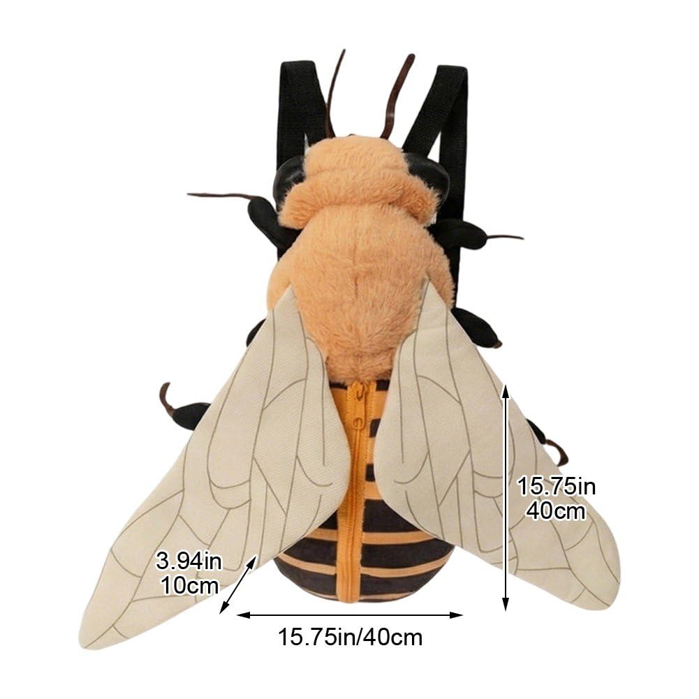 À Dos en Peluche Insecte Rigolo Abeille, À Dos en Peluche Animal Doux avec Bandoulière Réglable