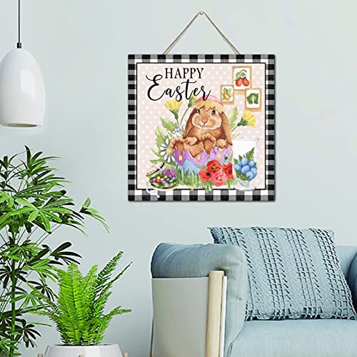Décoration murale en bois Happy Easter Bunny pour fêter Pâques en famille
